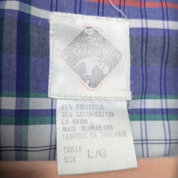 Men's Vintage Single Stitch Pearl Snap Short Sleeve Button Up Plaid Shirt L/XL - Picture 6 of 9